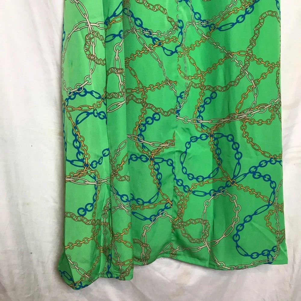 New York & Company Green Floral Chain Print Halter Sleeveless Maxi Dress Size XS - Picture 11 of 14